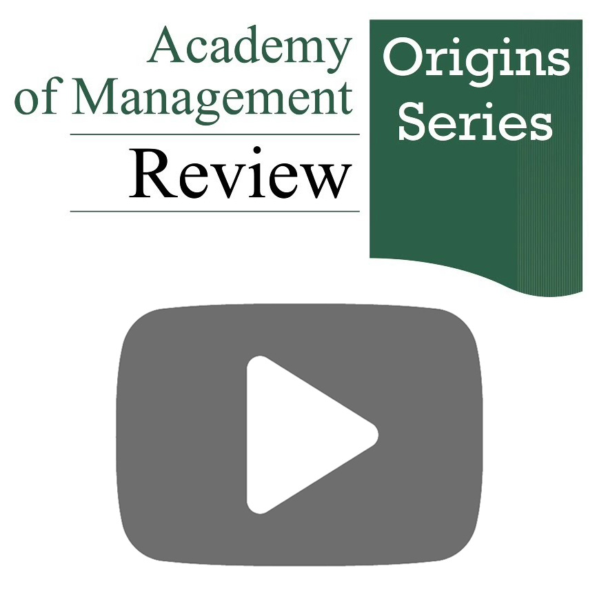 A play button appears under a logo for the Academy of Management Review's Origin Series